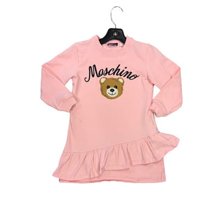 Moschino Pink Ruffle Sweatshirt Dress with Bear - Small stain, reflected in price, 5 years