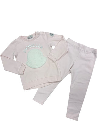 Moncler Pink logo leggings/sweater set, 3 years