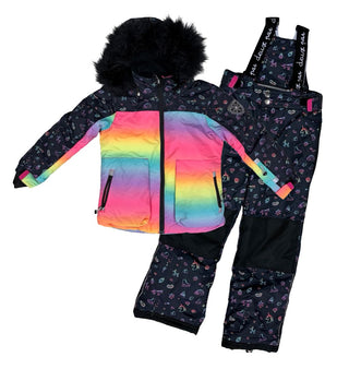 Deux Par Deux Rainbow and Black Graphic Snow Set, 6 years