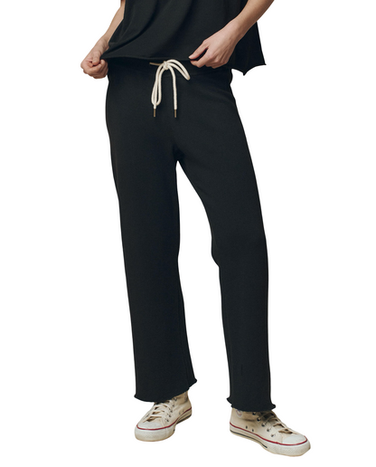 The Great almost black black wide leg cropped sweat pants, womens 0