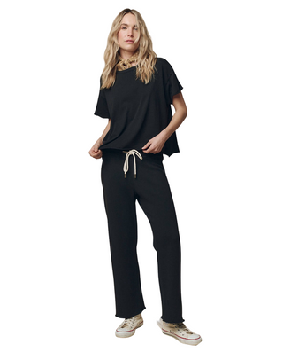 The Great almost black black wide leg cropped sweat pants, womens 0