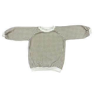 Mema Knits White and beige gingham sweater, 2 years