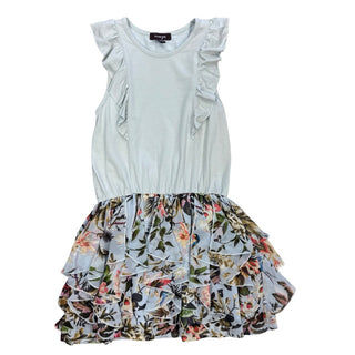 Imoga Blue ruffle dress with flower skirt, 5 years