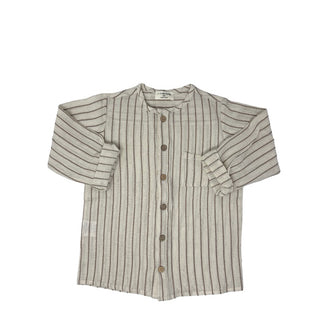 1 + in the family Gauze linen striped coffee and cream blouse, 3 years