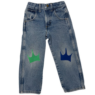 Denim jeans with crown print, 4 years