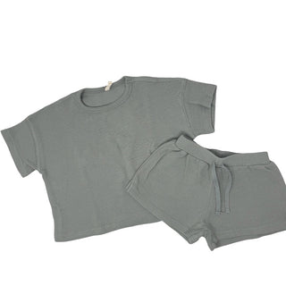 Quincy Mae Waffle blue set, 18-24 months