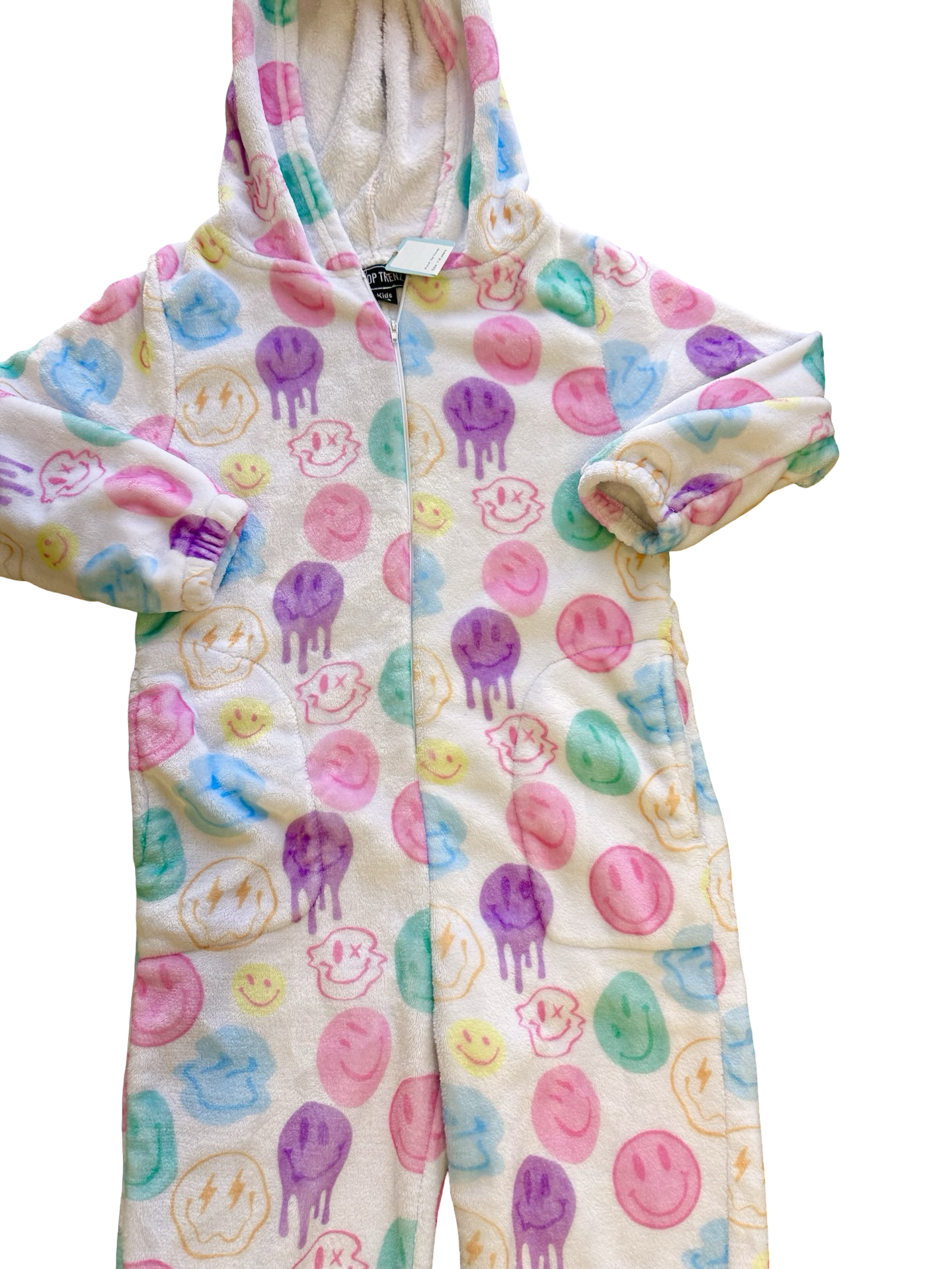 Top Trendz smiley face fuzzy one piece, 7-8 years
