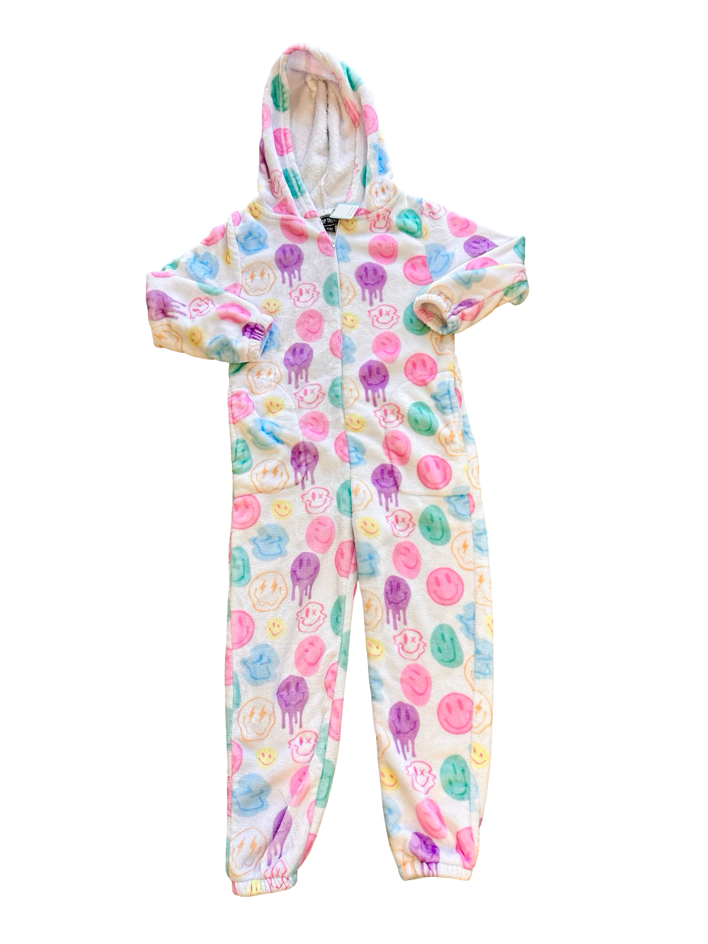 Top Trendz smiley face fuzzy one piece, 7-8 years