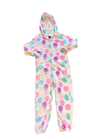 Top Trendz smiley face fuzzy one piece, 7-8 years