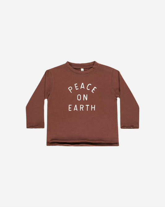 Rylee cru raw edge long sleeve tee peace on earth, 4-5y
