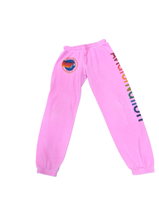 Aviator Nation Pink sweatpant with logo on leg, medium