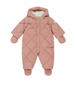 Bonpoint pink down padded Snowsuit with boots and mittens, 3-6 months