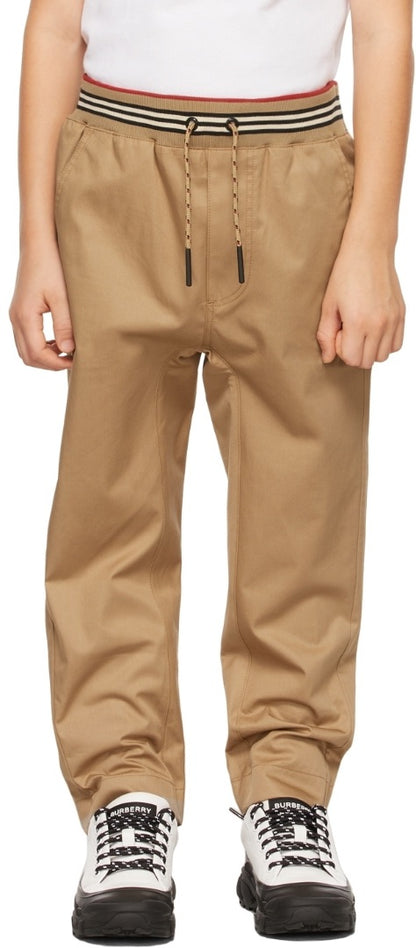 Burberry kids Beige icon stripe waistband trousers, 8 years