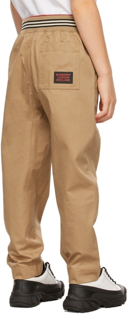 Burberry kids Beige icon stripe waistband trousers, 8 years