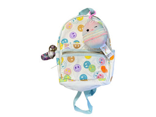 Claires White with Colourful Smiley Face Backpack with Accessories, o/s