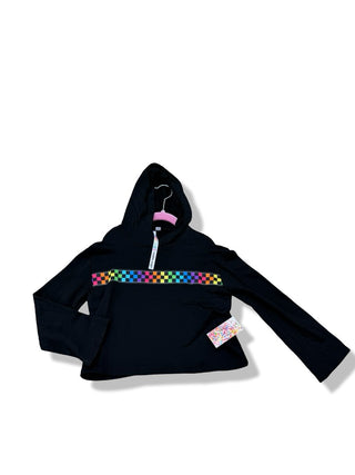 Malibu Sugar Crop Rainbow Checkered hoodie Black new with tags, 6 years