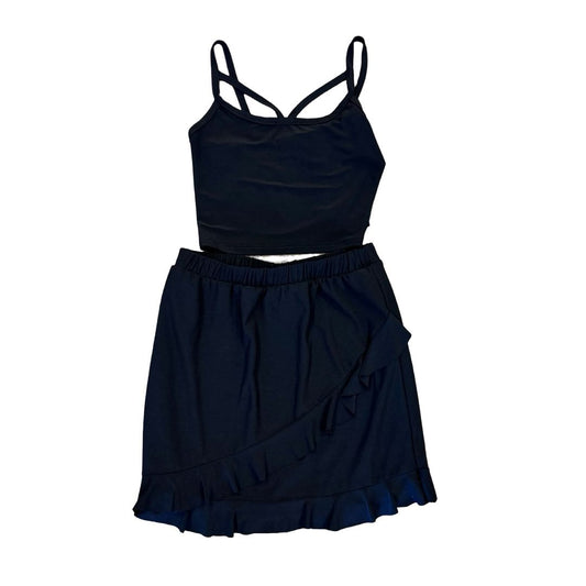 Un Deux Trois black top/skirt set, youth large