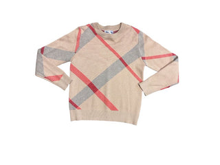 RAC Kids Beige, Blue and Red Plaid Knit Sweater, 7-9 years