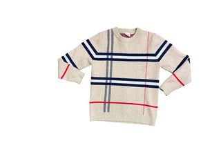 TYG Kids Blue, Beige and Red Plaid Knit Sweater, 6-7 years