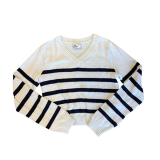 Hollister white/avy strip sweater, small