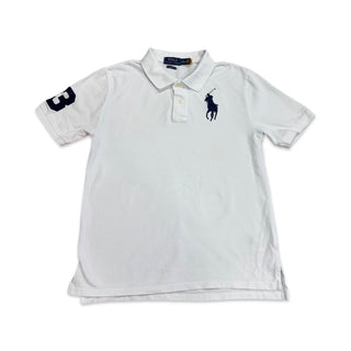 Ralph Lauren White collared polo shirt w/navy pony, 14-16 years (large)