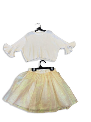 Morley Yellow and cream sparkly skirt, 5-6 years