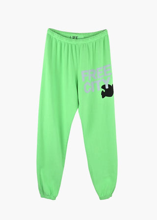 Free City supervintage sweatpants sunfades grasshopper green, womens small