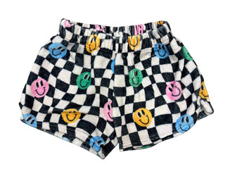 iScream Checkered Smiley Fuzzy Shorts, 14 years