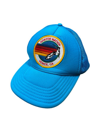 Aviator Nation Blue Hat with Logo Patch and Mesh Back, O/S