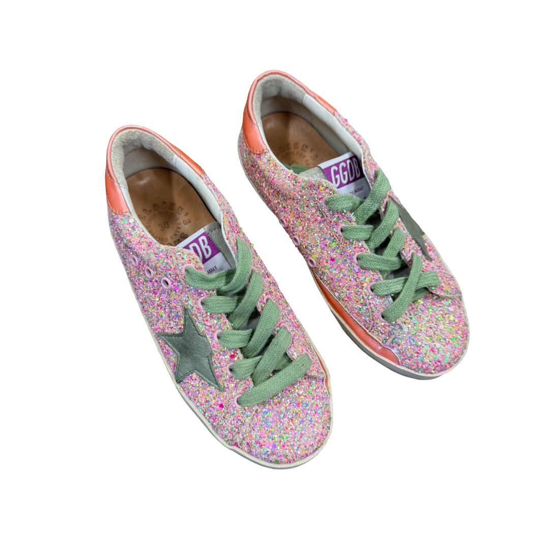 Golden Goose pink Super-Star Glitter Lace up sneakers, euro 30 little kid
