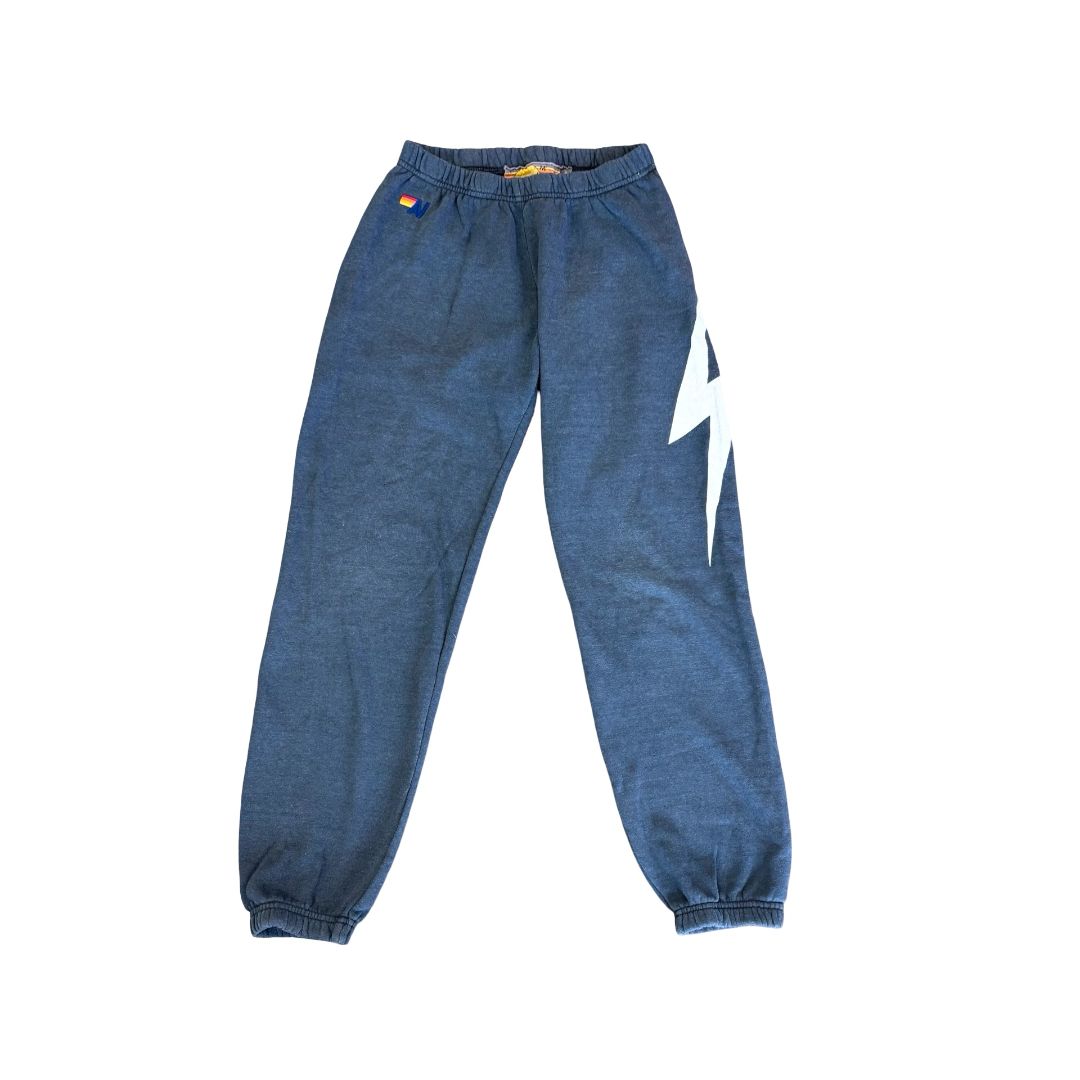 Aviator Nation black w/lightning bolt swewatpants, womens medium