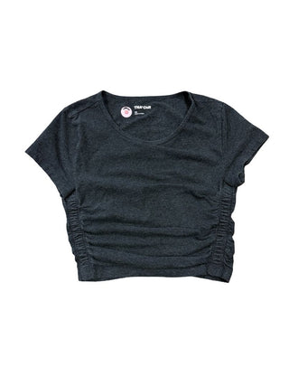 Tna Charcoal Grey Cropped Ruched Tee, XXS