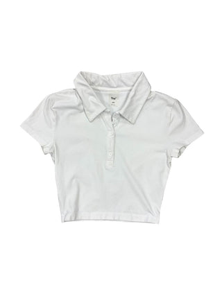 Tna Crop White Polo Tee - Some discoloration, reflected in price, XXS
