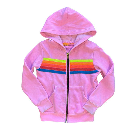 Aviator Nation pink w/rainbow zip up, 4 years