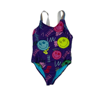 Lime Apple purple smile face swim suit, 6 years