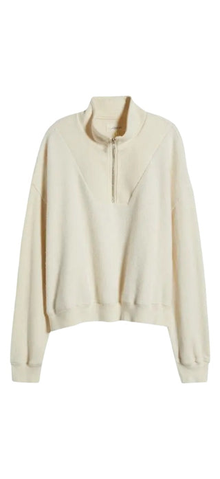 The great The slouch mixed media half zip cream, 0