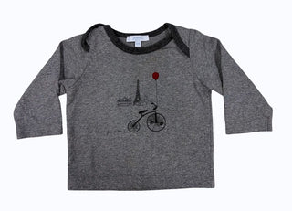 Jacadi  Grey Longsleeve Tee wtih Bicycle Graphic, 12 months