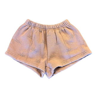Rylee + Cru rust cotton shorts w/suns, 4-5 years