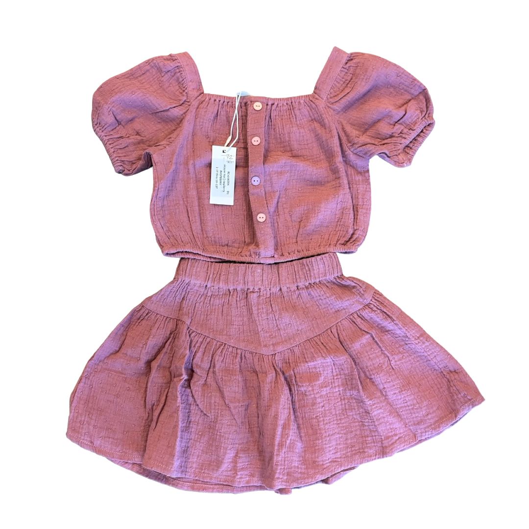 Rylee + Cru new w/tags raspberry skipper top/skirt set, 4-5 years