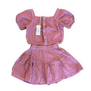 Rylee + Cru new w/tags raspberry skipper top/skirt set, 4-5 years