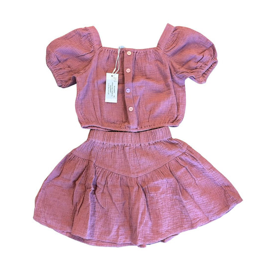 Rylee + Cru new w/tags raspberry skipper top/skirt set, 4-5 years