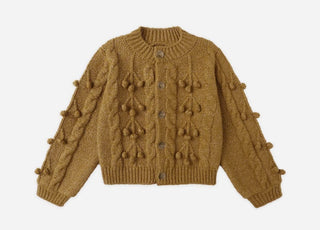 Rylee + Cru Brown Bauble Cable Knit Button-down Cardigan, 6-12 months