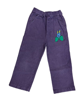 Jelly Mallow Purple Corduroy Pants with Bunny Embroidery, 5-6 years