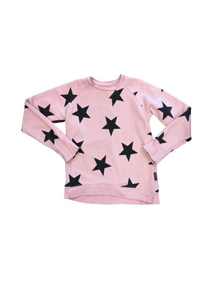 Nununu Pink Sweatshirt with Black Stars, 6-7 years