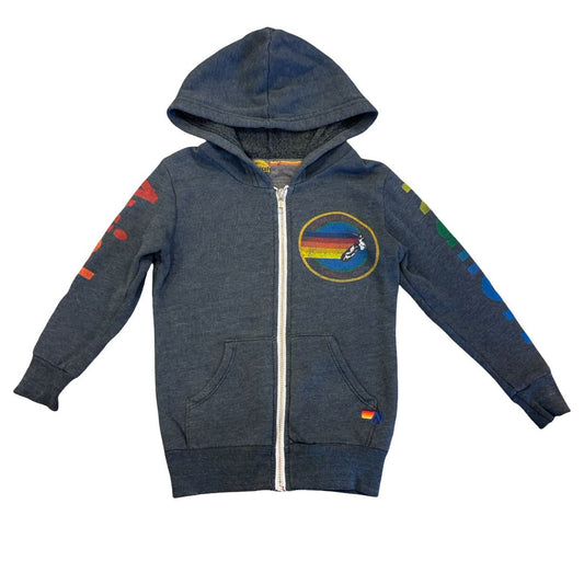 Aviator Nation distressed black zip up, 2 years