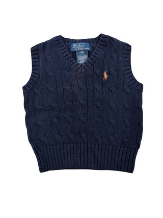 Polo Ralph Lauren Navy Blue Cable Knit Vest, 9 months