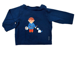 Jacadi Navy Blue Artist and Dog Print Shirt, 6 months