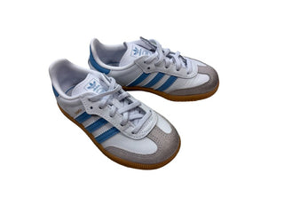 Adidas White, Grey and Blue Samba Shoes, 9 little kid