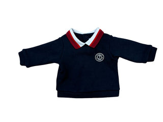 Jacadi Navy Blue Polo Sweater with Logo and Striped Collar, 1 month