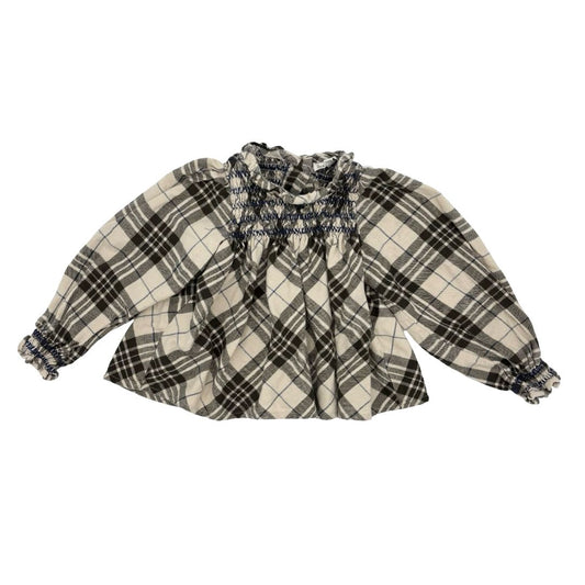 Bebe Organic brown plaid top, 18 months